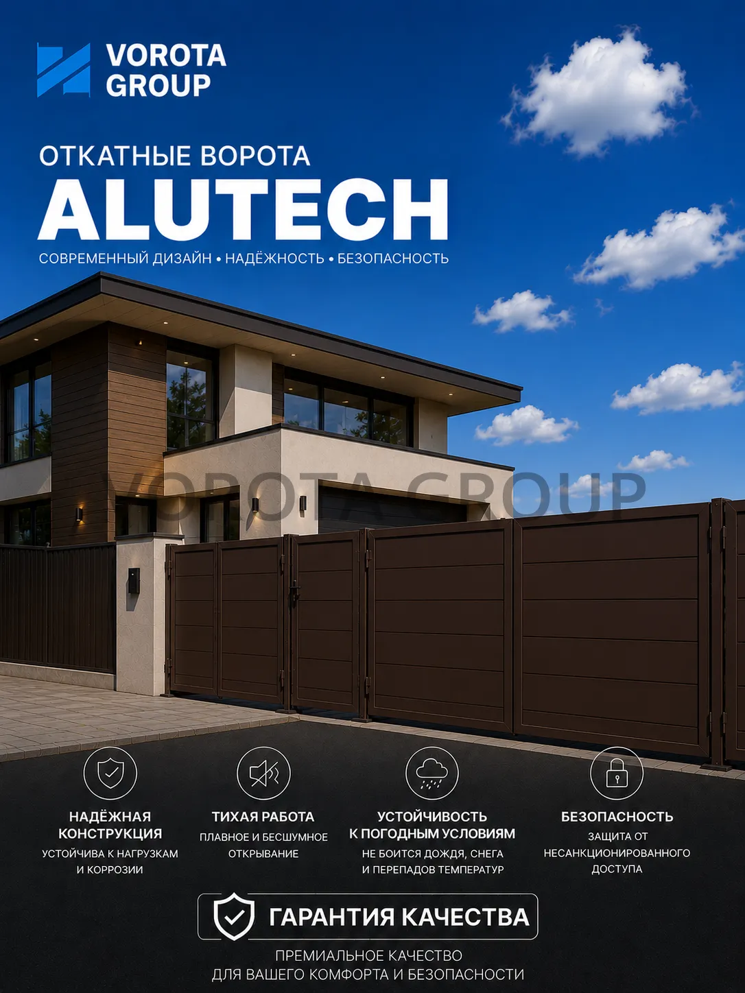 Откатные ворота Alutech Prestige (выс. х  шир.) 2460*4125