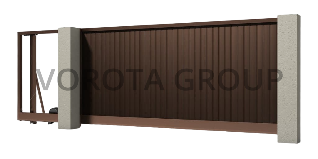 Откатные ворота на винтовых сваях Doorhan из сэндвич-панелей 4000x2100 Откатные ворота на винтовых сваях Doorhan из сэндвич-панелей 4000x2100