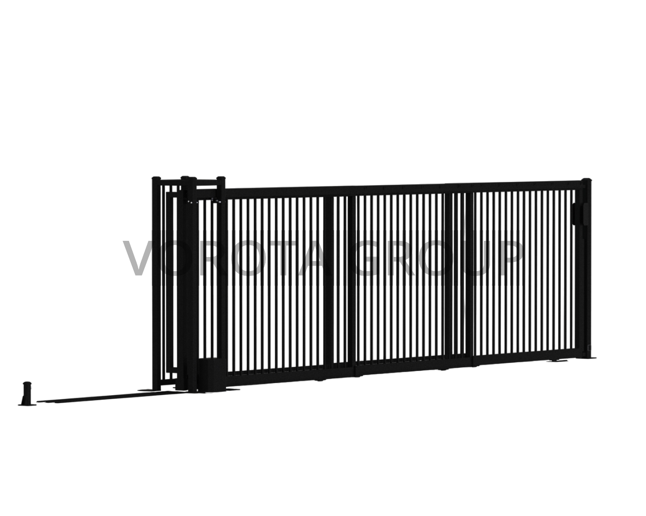 Откатные ворота на винтовых сваях Alutech черного цвета 3400x1800 Откатные ворота на винтовых сваях Alutech черного цвета 3400x1800