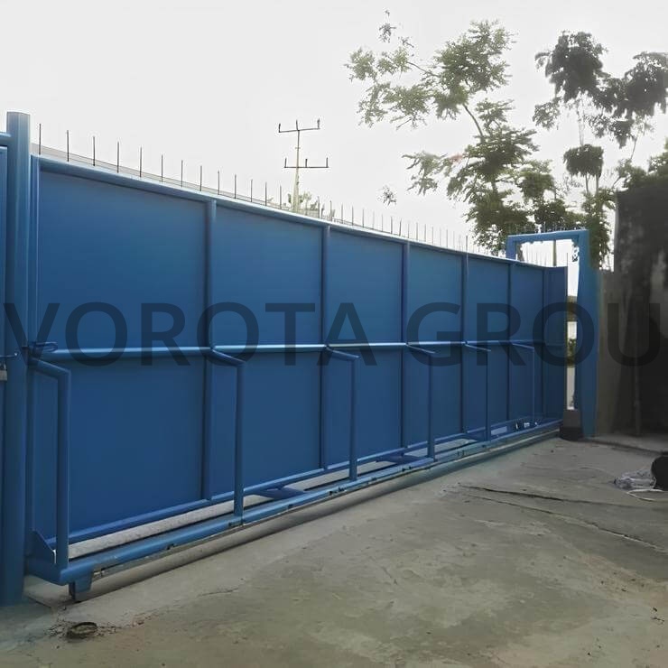 Механические откатные ворота Alutech синие 2500x1500