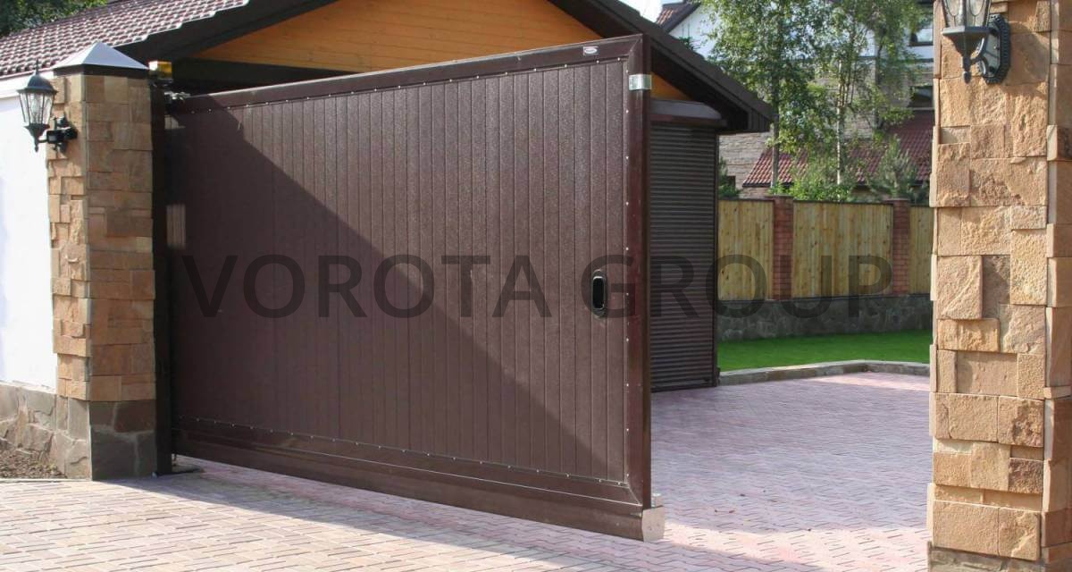 Консольные откатные ворота Doorhan коричневые 1500×4300