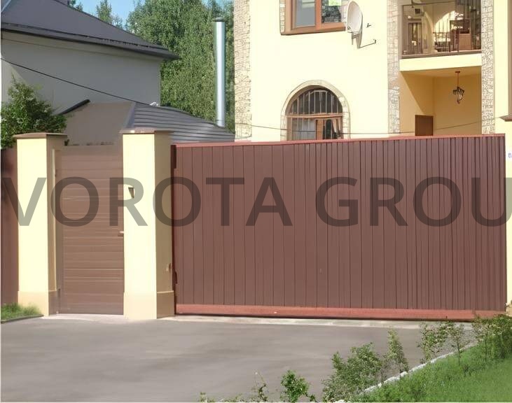 Консольные откатные ворота Doorhan коричневые 1300х3100