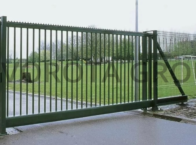Механические откатные ворота зеленые 2100х5000