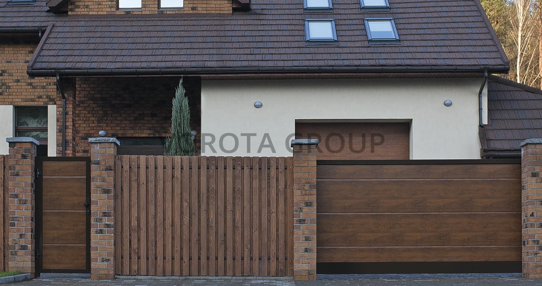 Откатные ворота Алютех из сэндвич-панелей под дерево 1850x3300 Откатные ворота Алютех из сэндвич-панелей под дерево 1850x3300