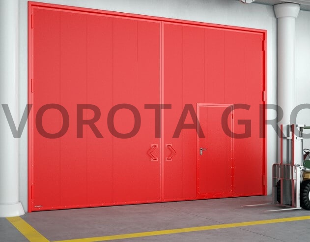 Противопожарные ворота Doorhan красного цвета 3500х2600 Противопожарные ворота Doorhan красного цвета 3500х2600