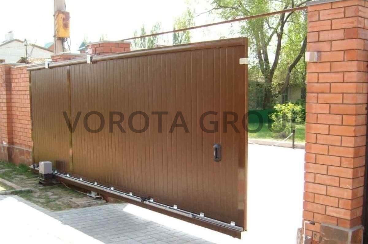 Консольные откатные ворота Doorhan коричневые 1500×3500