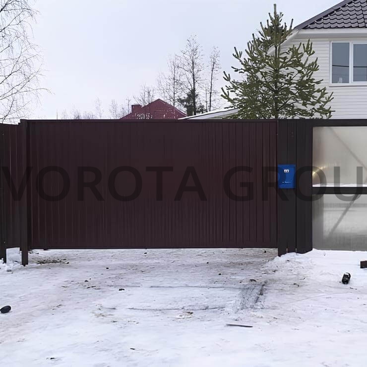Механические откатные ворота Alutech коричневые 2500x1500 Механические откатные ворота Alutech коричневые 2500x1500