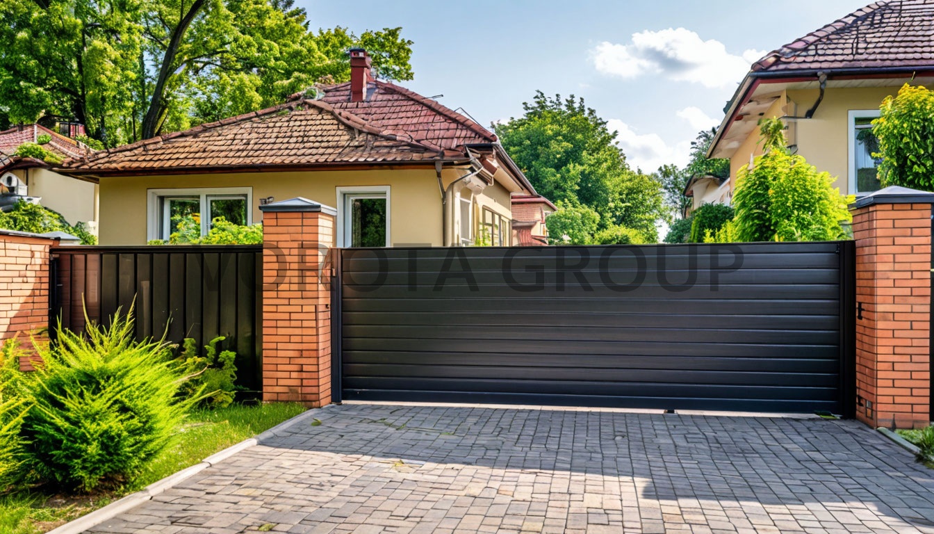 Откатные ворота Alutech темные 1700х3100 Откатные ворота Alutech темные 1700х3100